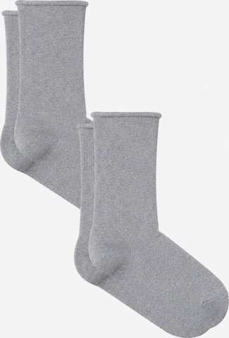 Albero Natur Socken 'Bio-Baumwoll-Socken mit Rollrand Unisex – 2er Pack' in Grau: Vorderseite