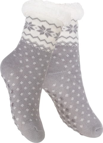 footstar Socken 'Haussocken' in Grau: Vorderseite
