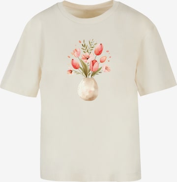 T-shirt 'Rosa Frühlingsblumenstrauß In Vase' F4NT4STIC en beige : devant