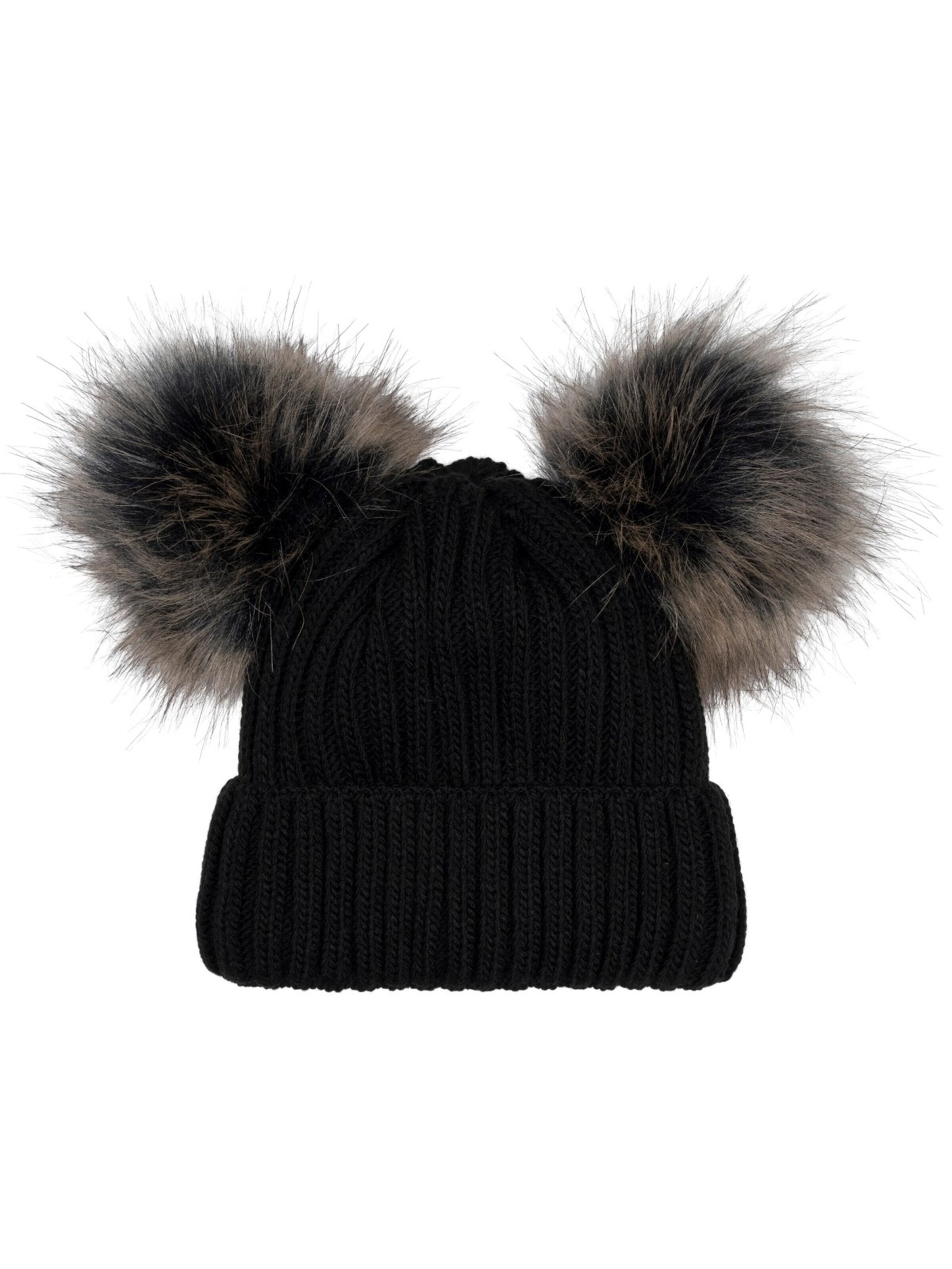 styleBREAKER Mütze 'Kinder Bommelmütze mit zwei Bommel'‌‌‌‌‌ in Schwarz