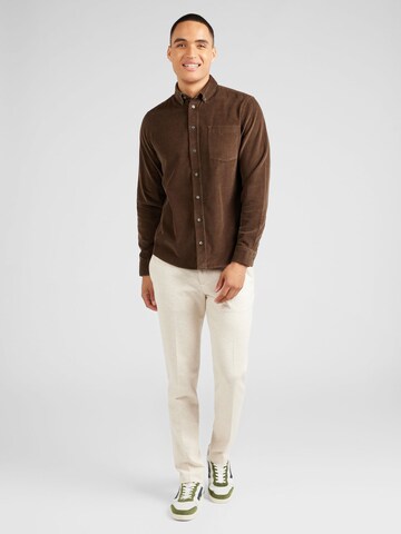 Casual Friday Regular fit Button Up Shirt 'Anton' in Brown