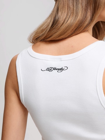Ed Hardy Top 'Love Birds' in Weiß