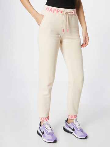 Frogbox Tapered Trousers 'LOVE' in Beige: front