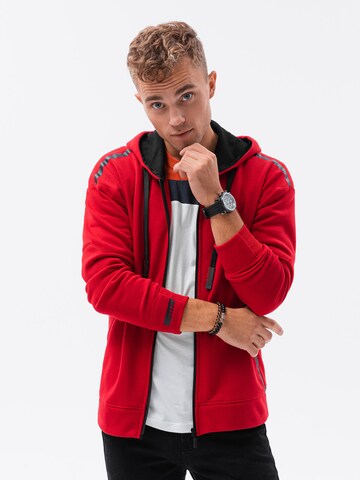 Ombre Zip-Up Hoodie 'B1076' in Red