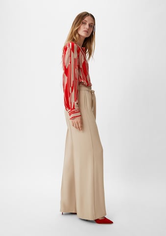 COMMA Wide leg Trousers with creases in Beige