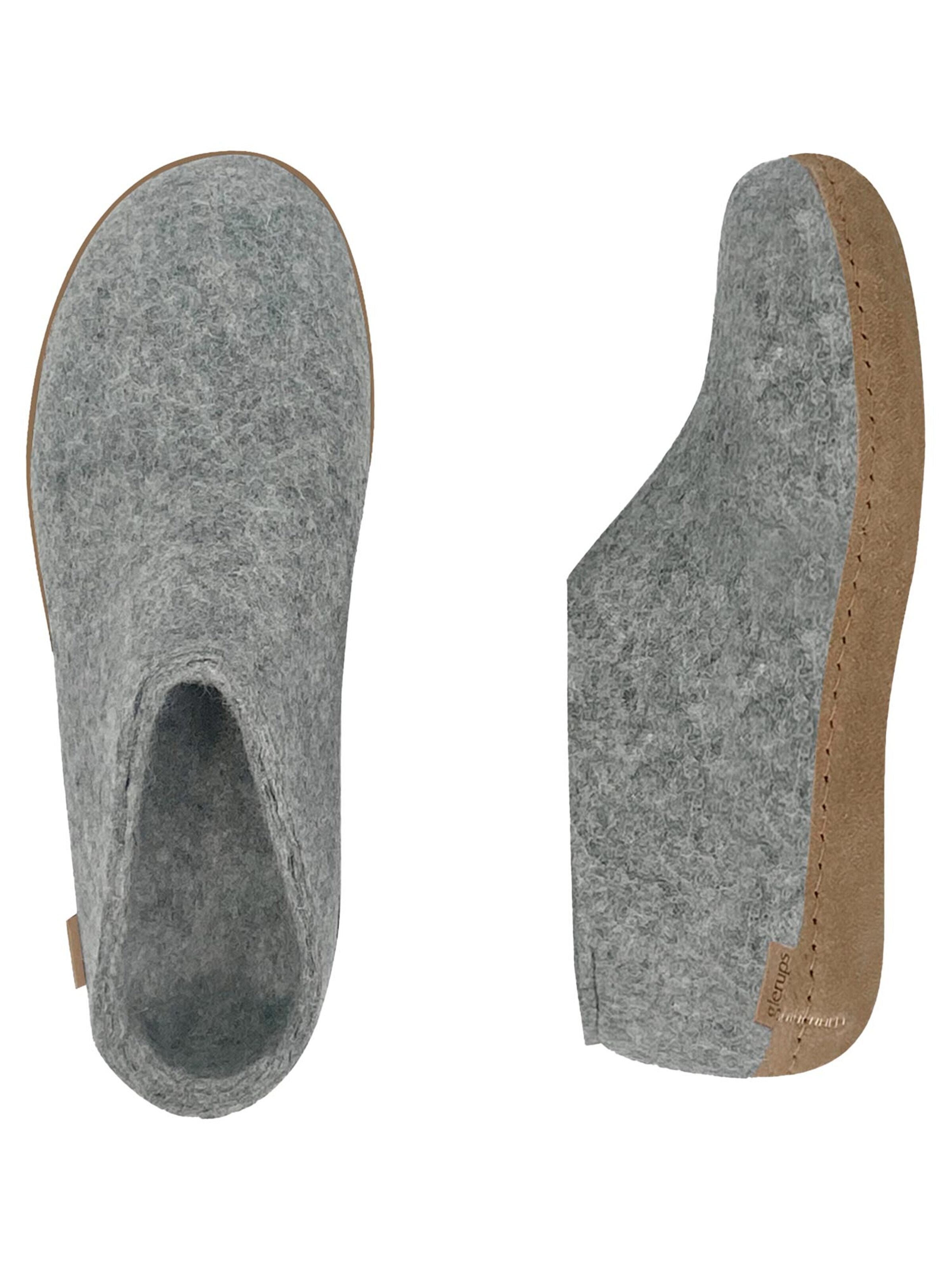 Glerups Slipper 'Ledersohle' in Grey