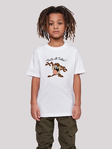 F4NT4STIC Shirt 'Looney Tunes Taz That's All Folks' in White: front