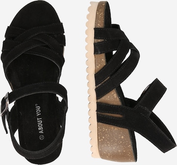 ABOUT YOU Strap Sandals 'Miriam' in Black