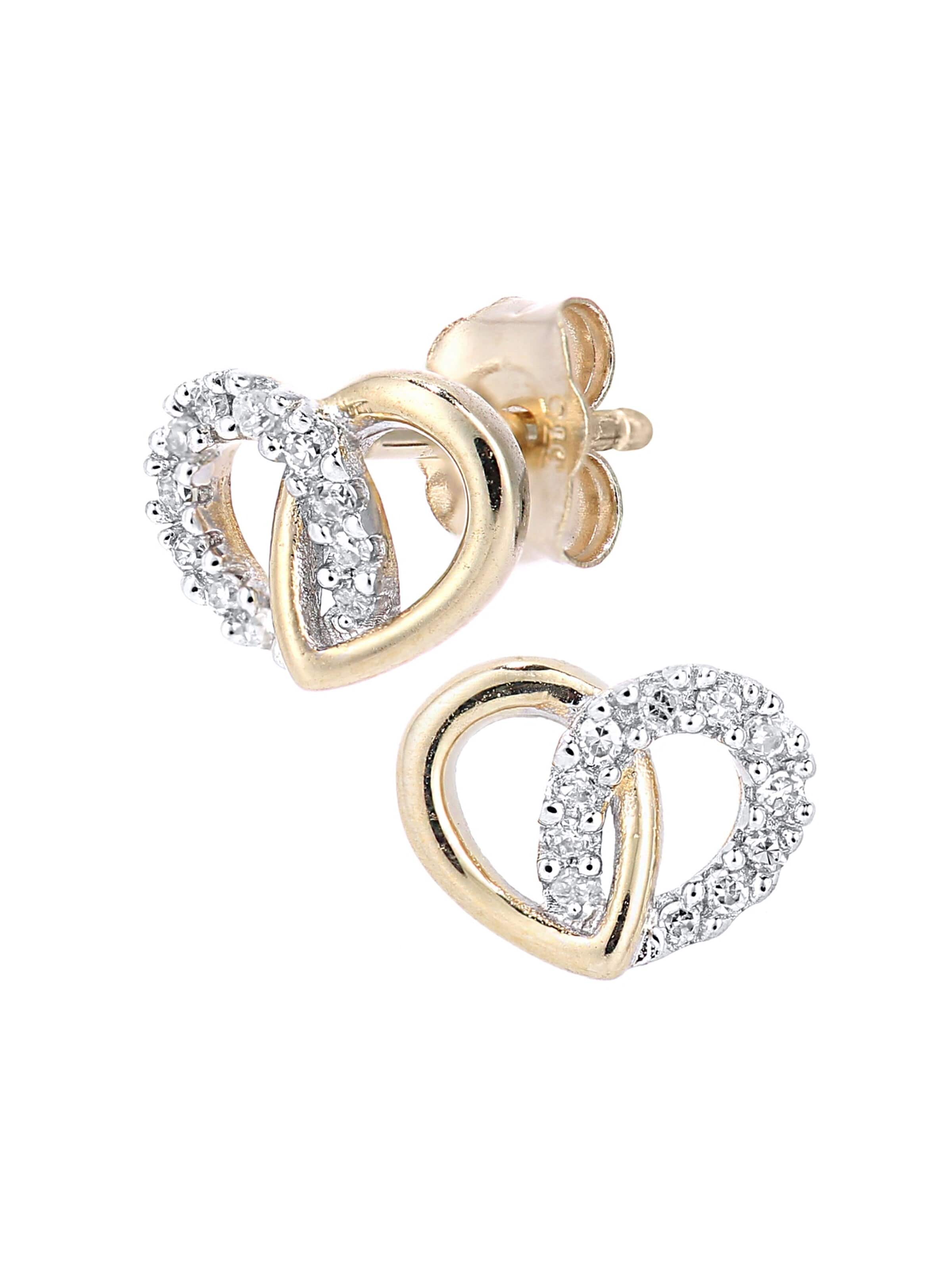 DIAMANT LETERNEL - Pendientes 'Ohrstecker aus 375 Gelbgold mit Diamant Herz-Design' en oro: frente