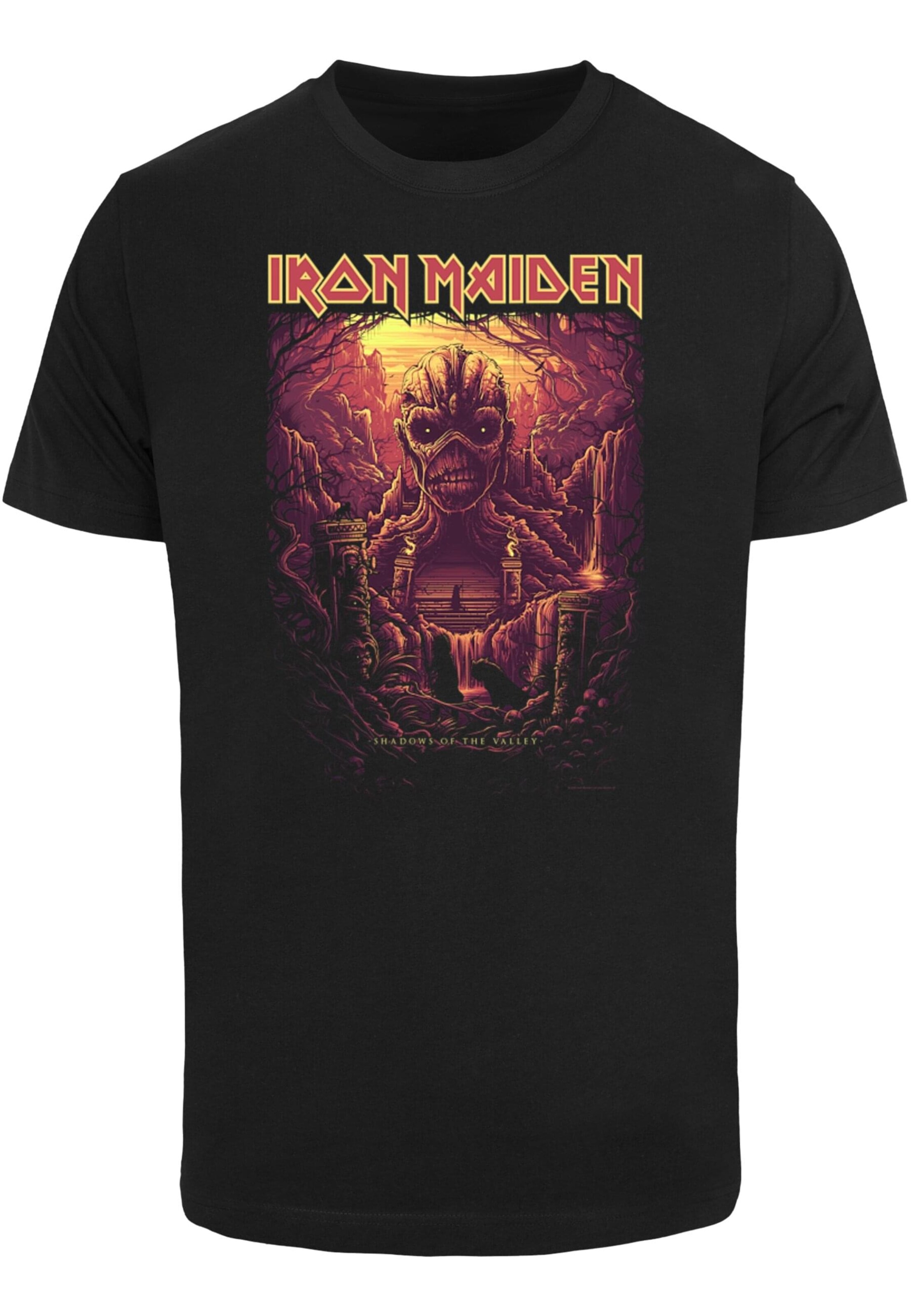 Merchcode Shirt 'Iron Maiden - Mummy' in Zwart: voorkant