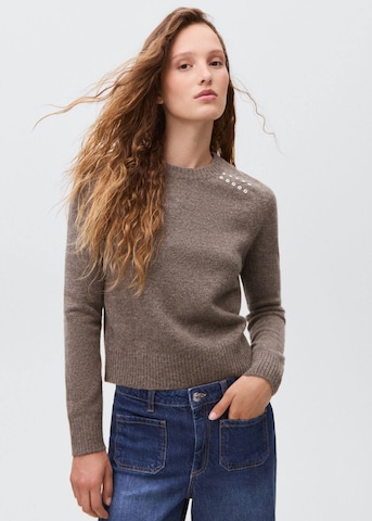 MANGO TEEN Sweater 'Eyelet' in Brown: front