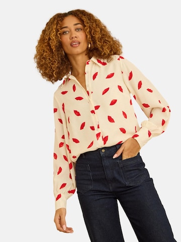 Chemisier love & roses en beige : devant