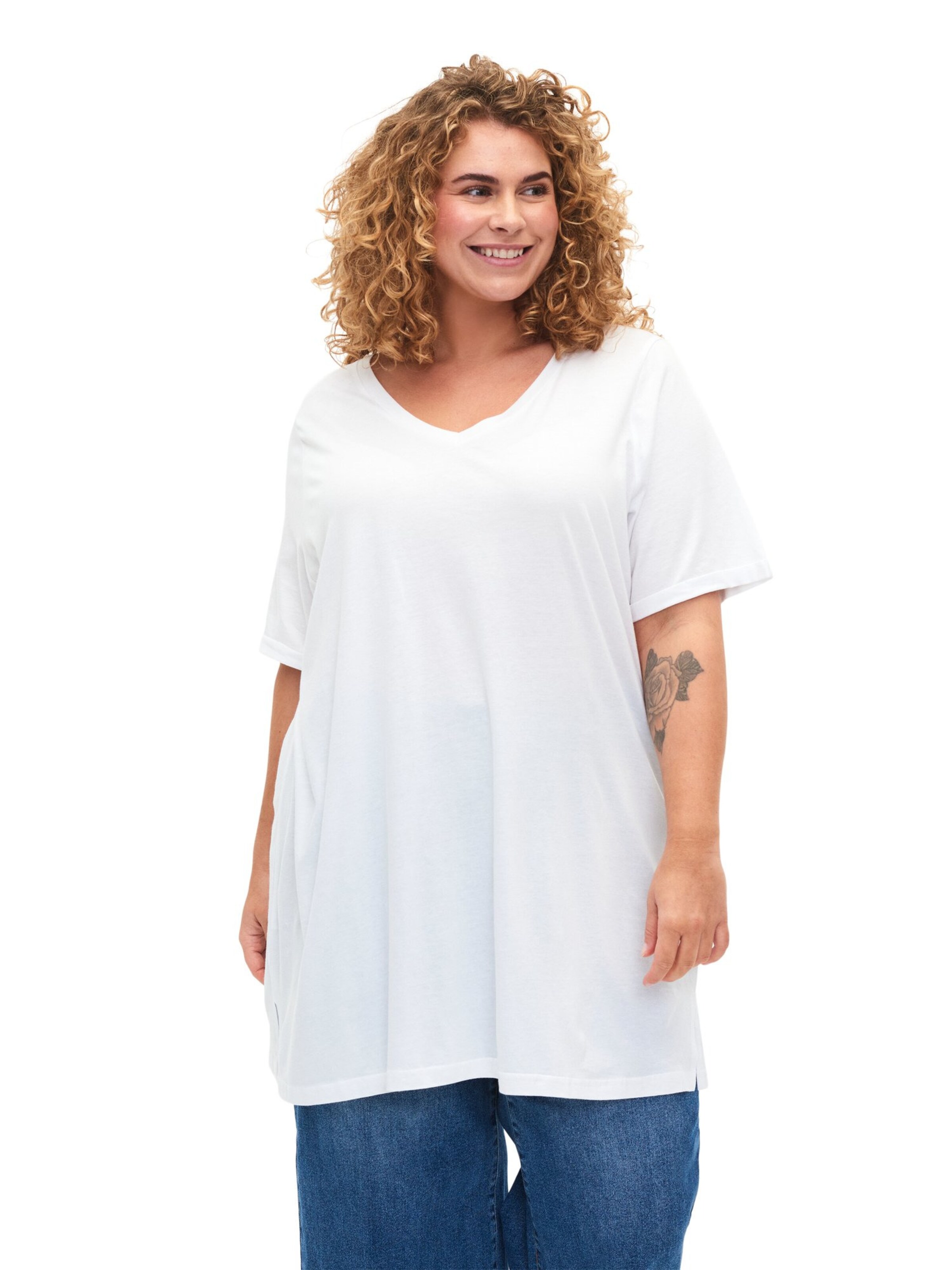 Zizzi - Camisa 'VCHIARA' em branco: frente