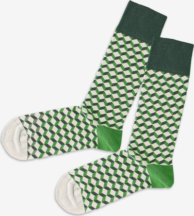 DillySocks Socken in creme / dunkelgrün, Produktansicht