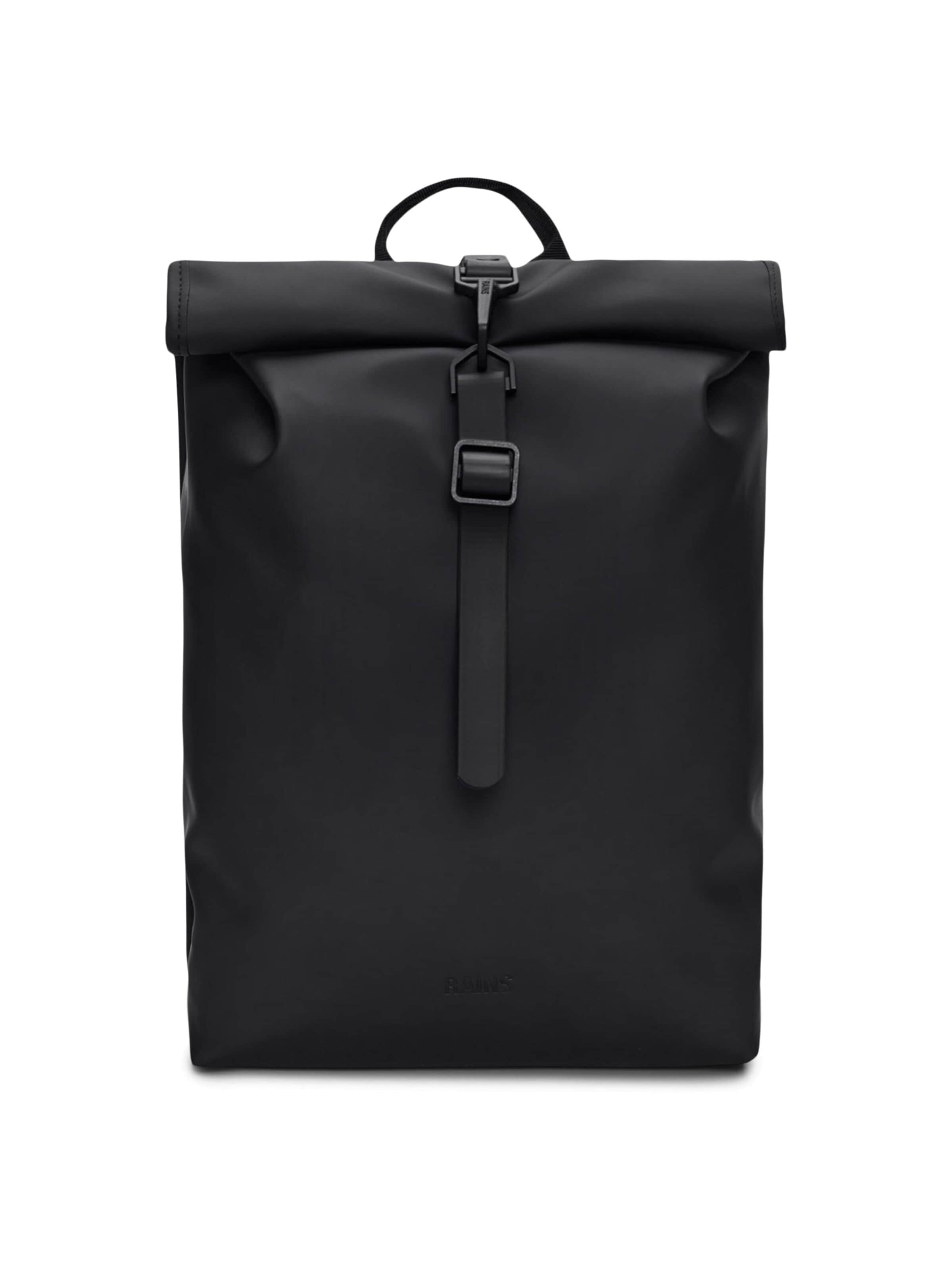 RAINS Rucksack 'Rolltop'‌‌‌‌‌ in Schwarz: Vorderseite
