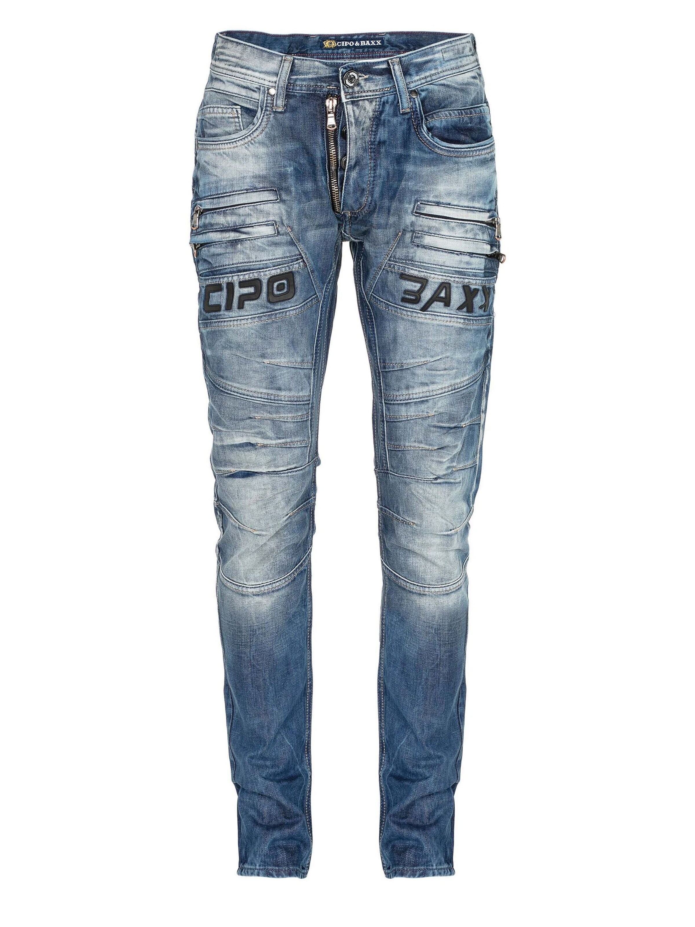 Coupe slim Jean CIPO & BAXX en bleu : devant