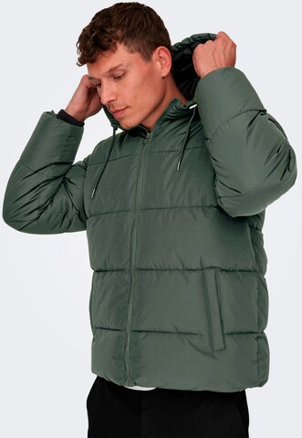 Only & Sons Winter Jacket in Green