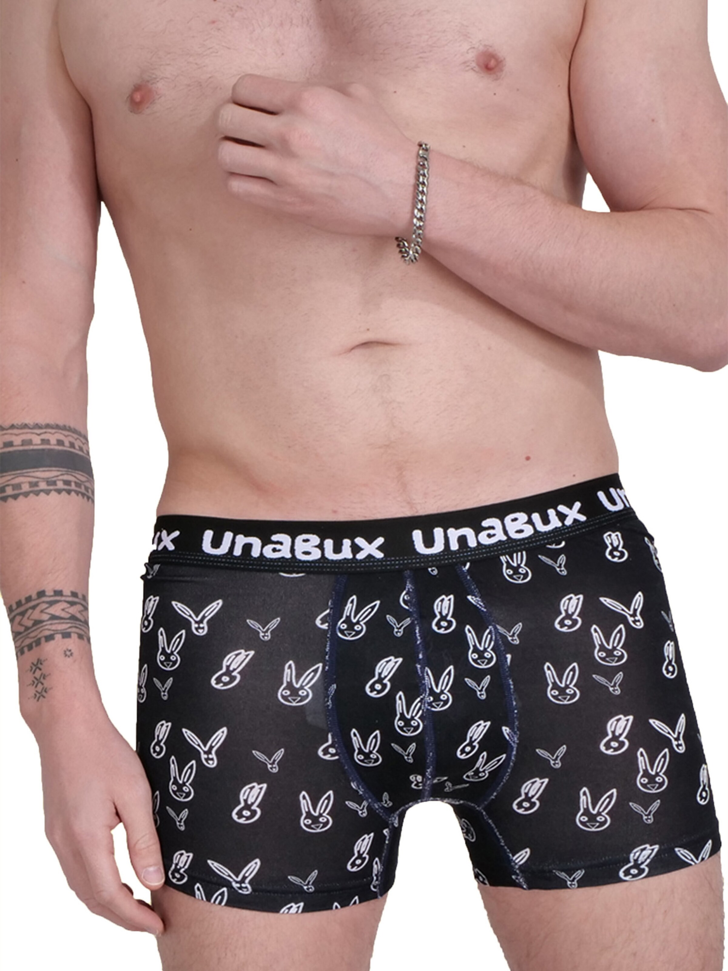 UNABUX Pants ' BLACK WHITE RABBIT ' in Schwarz: Vorderseite