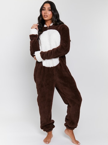 Loungeable Pajama 'Reindeer' in Brown: front
