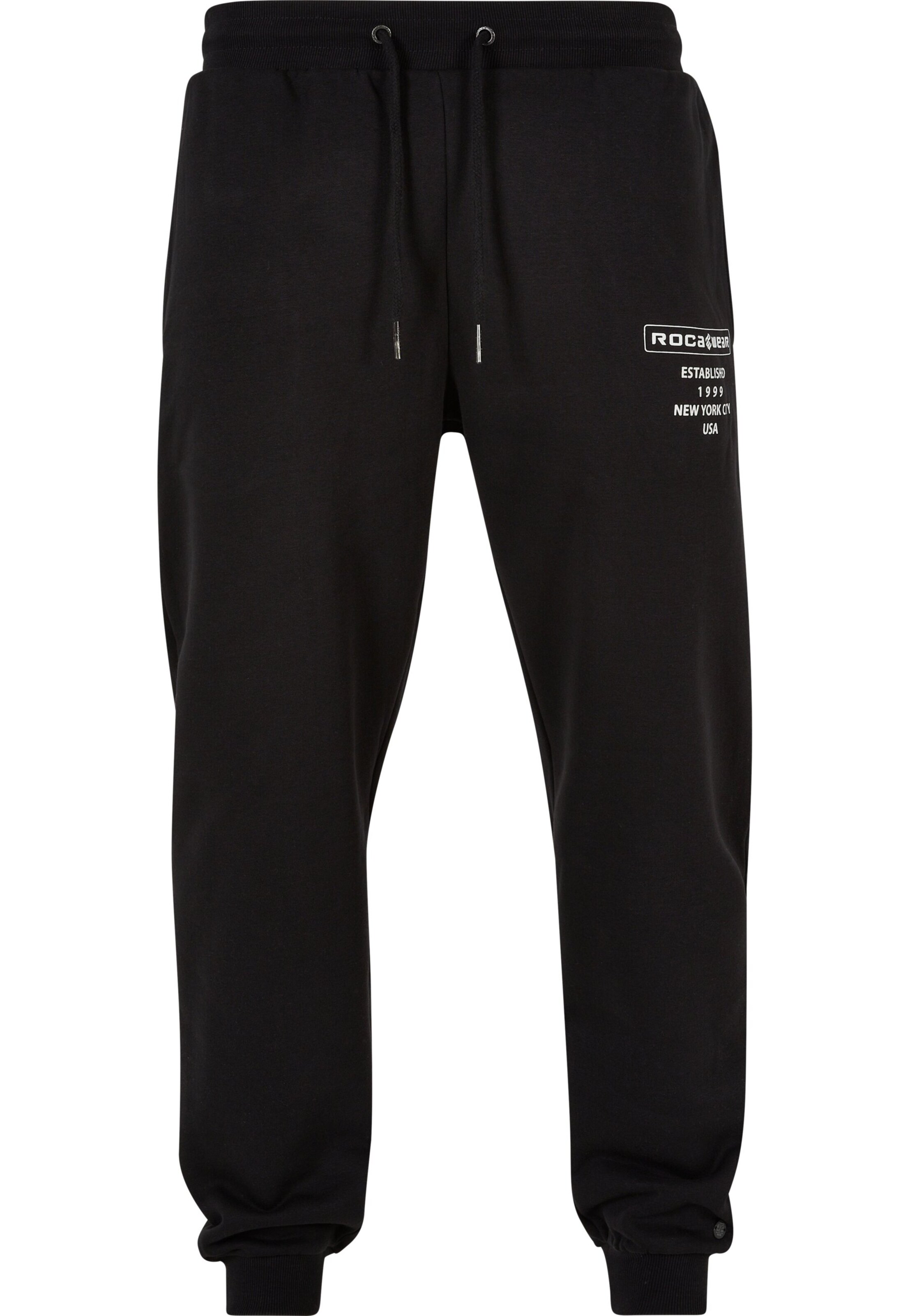 ROCAWEAR Tapered Trousers in Black: front