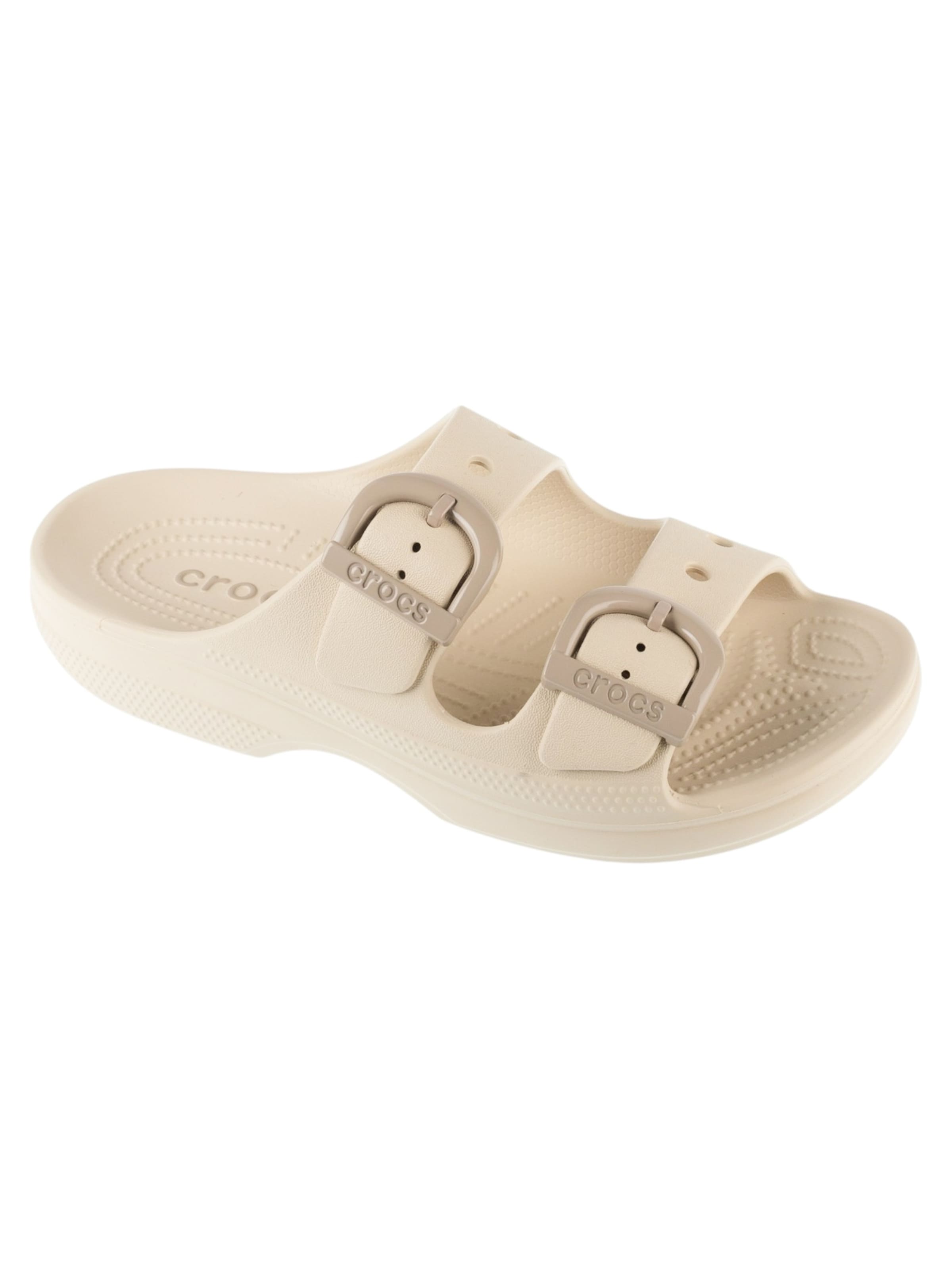 Crocs Strand-/Badeschuh 'Crocs Saturday Enamel Buckle Sandal W'‌‌‌‌‌‌‌‌‌‌ in Beige: Vorderseite