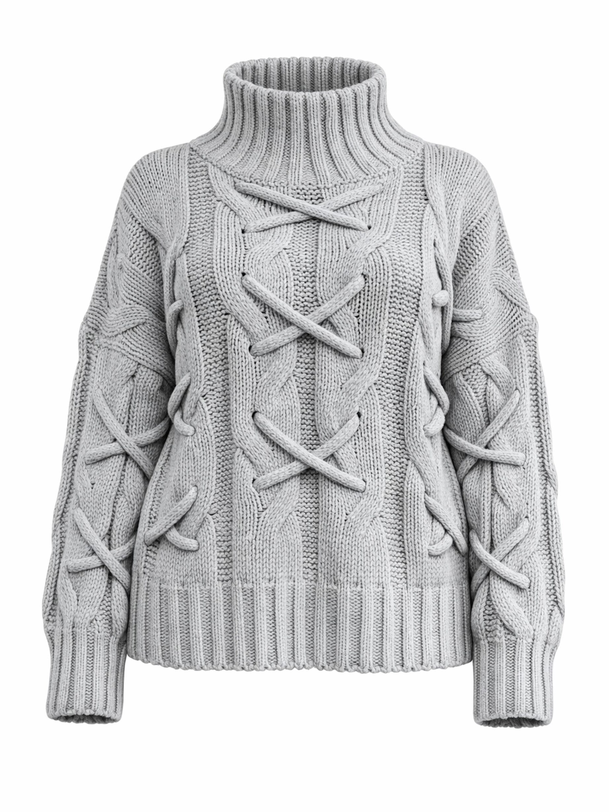 Worldclassca Knit Cardigan 'Strick Pullover mit Stehkragen' in Grey: front