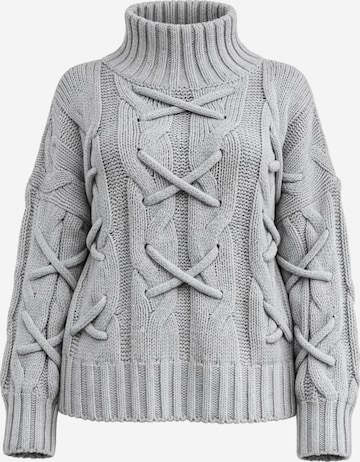 Worldclassca Knit Cardigan 'Strick Pullover mit Stehkragen' in Grey: front