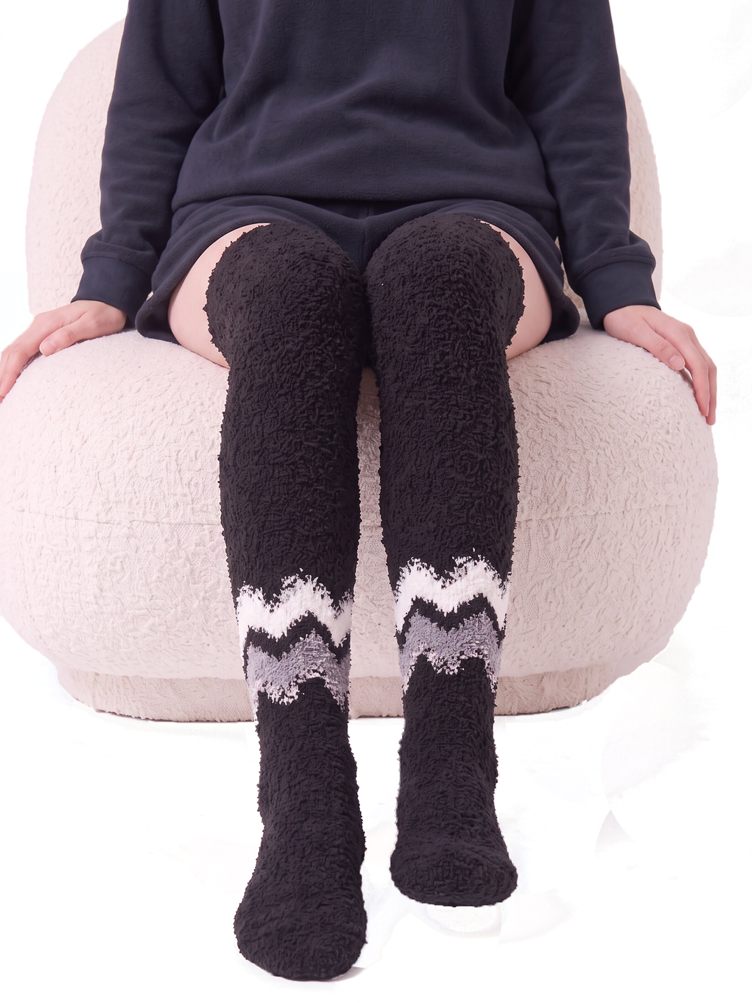 BONVERANO Over the Knee Socks in Beige