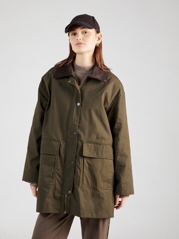 Monki Between-Seasons Coat in Green: front