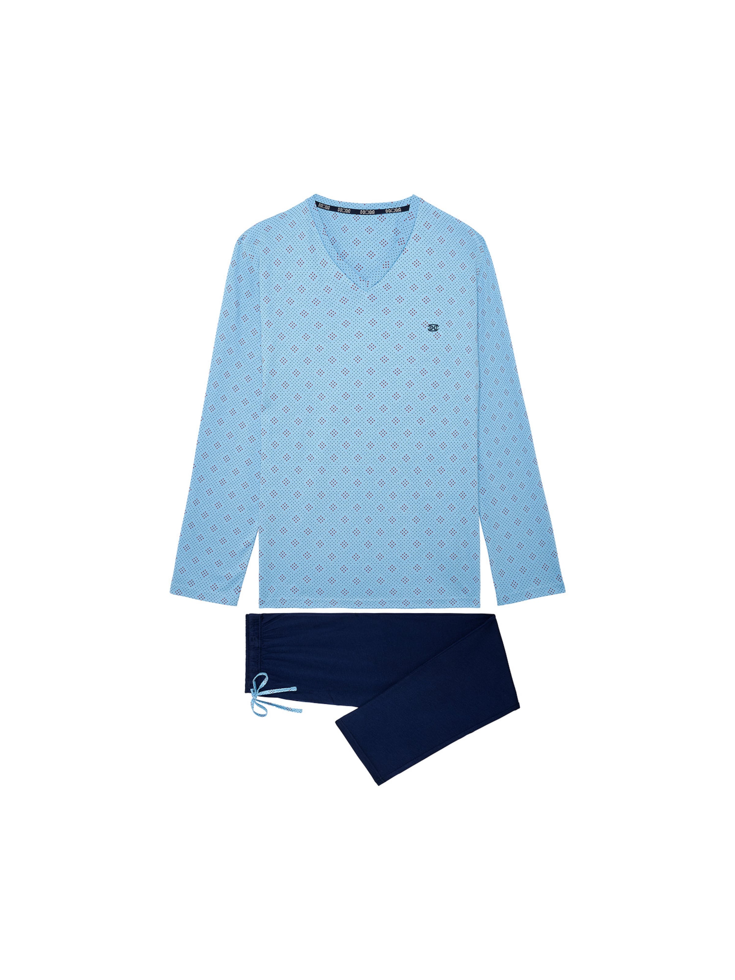 HOM Pyjama lang 'Walter' in Blauw: voorkant