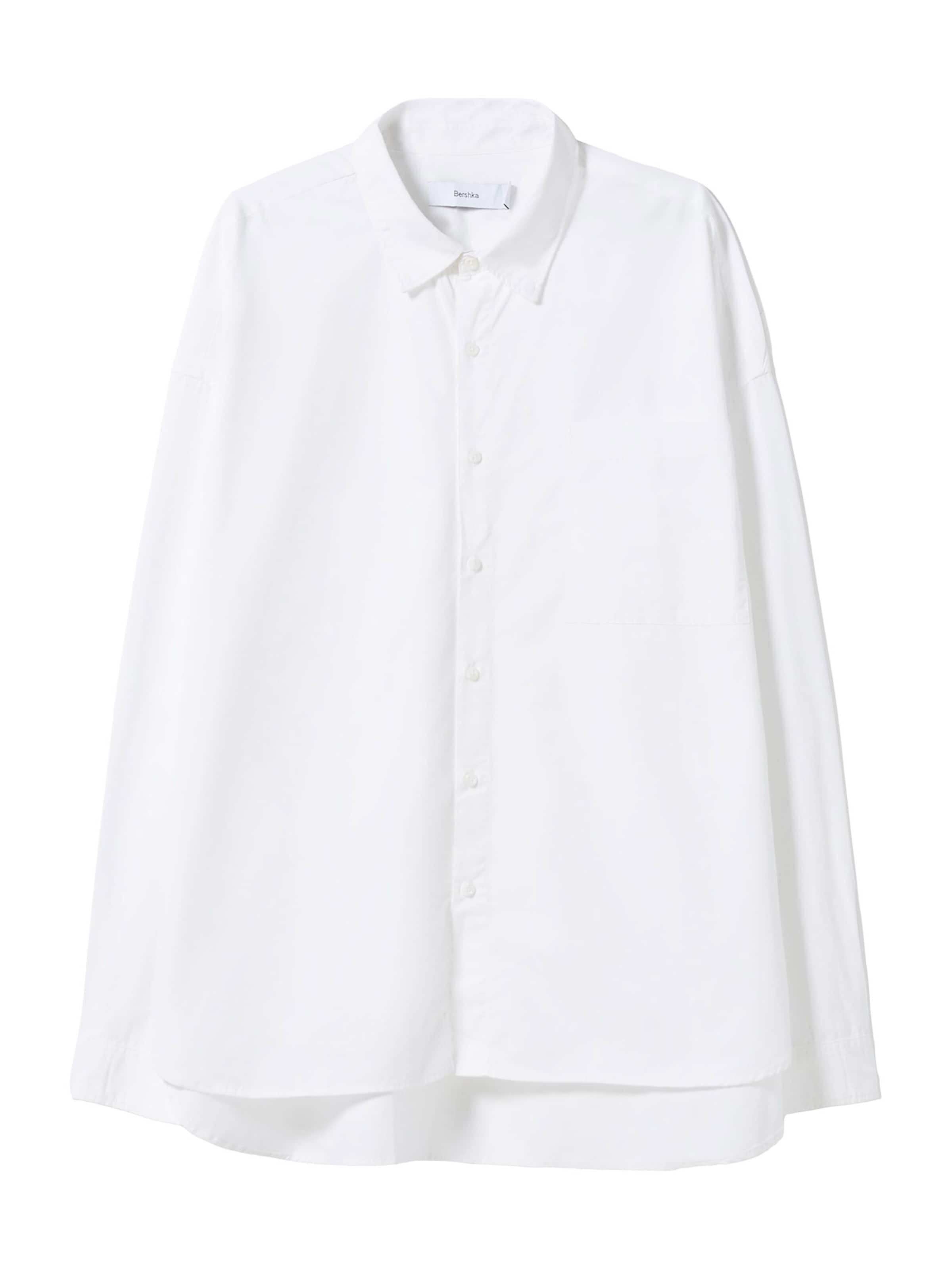 Bershka Regular Fit Hemd in Weiß: Vorderseite
