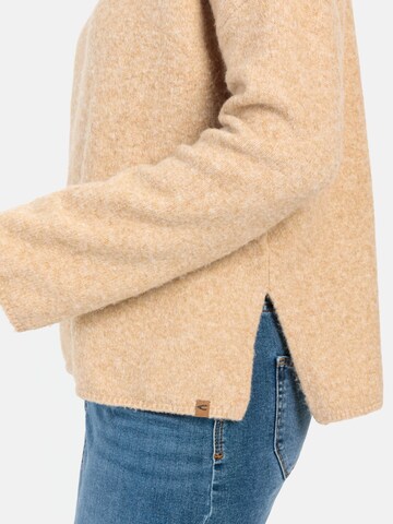 CAMEL ACTIVE Rollkragenpullover aus einem Wollmix in Beige