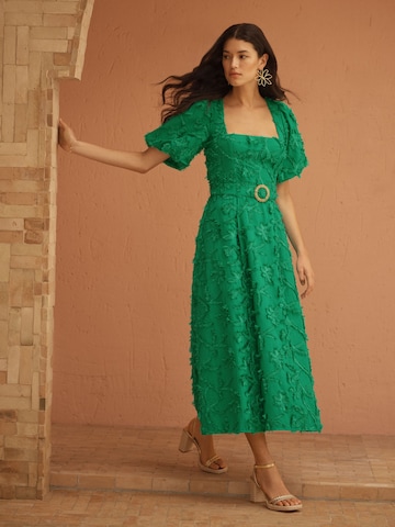 Robe love & roses en vert