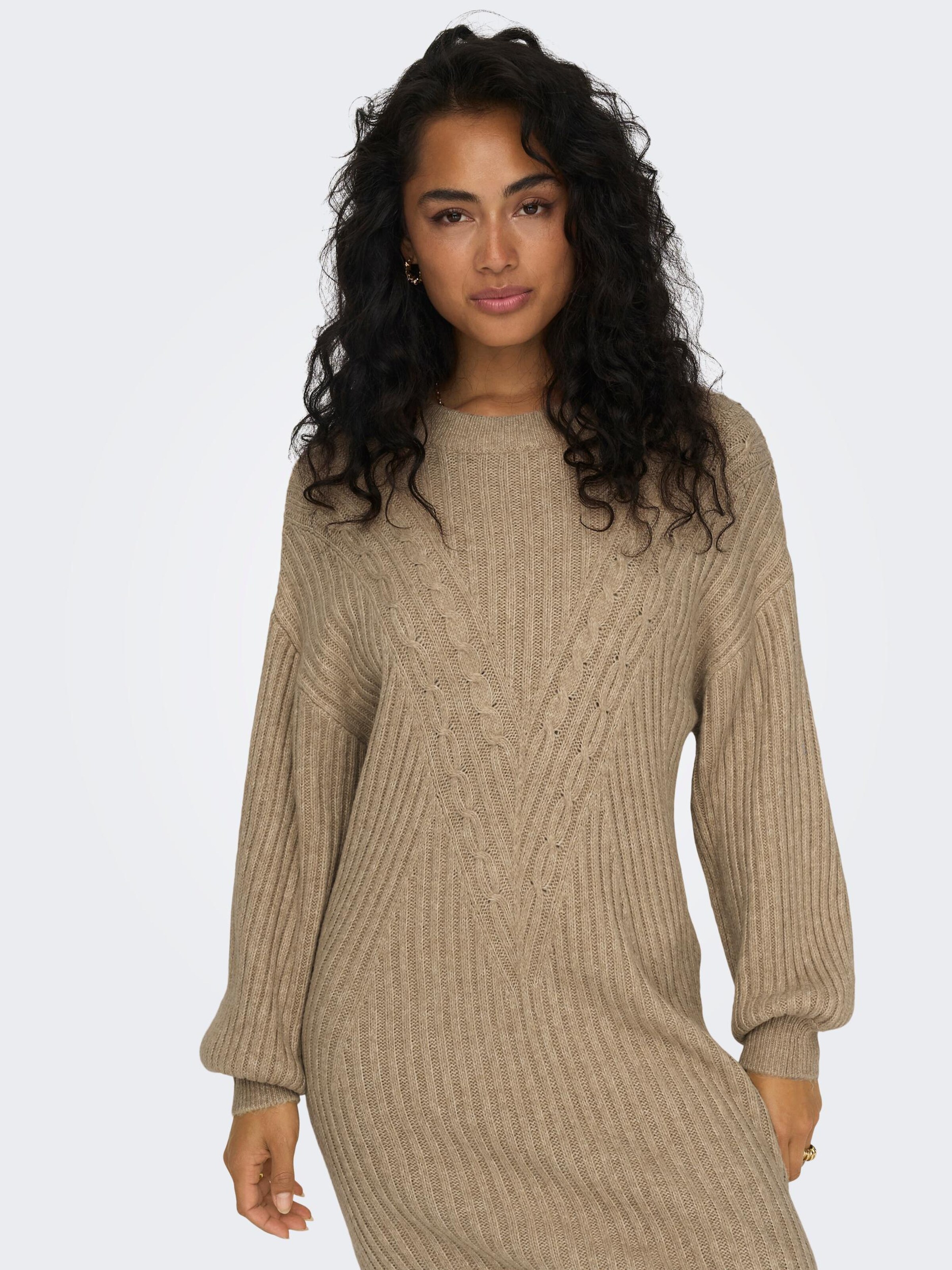 ONLY Gebreide jurk Allie in Beige Gemeleerd ABOUT YOU
