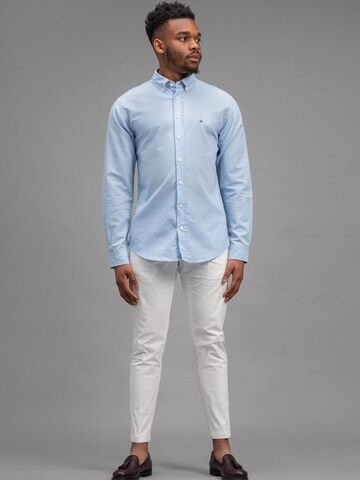 Laurent Vergne Slim fit Button Up Shirt 'Brive - Linnen Cotton Shirt - Light Blue' in Blue