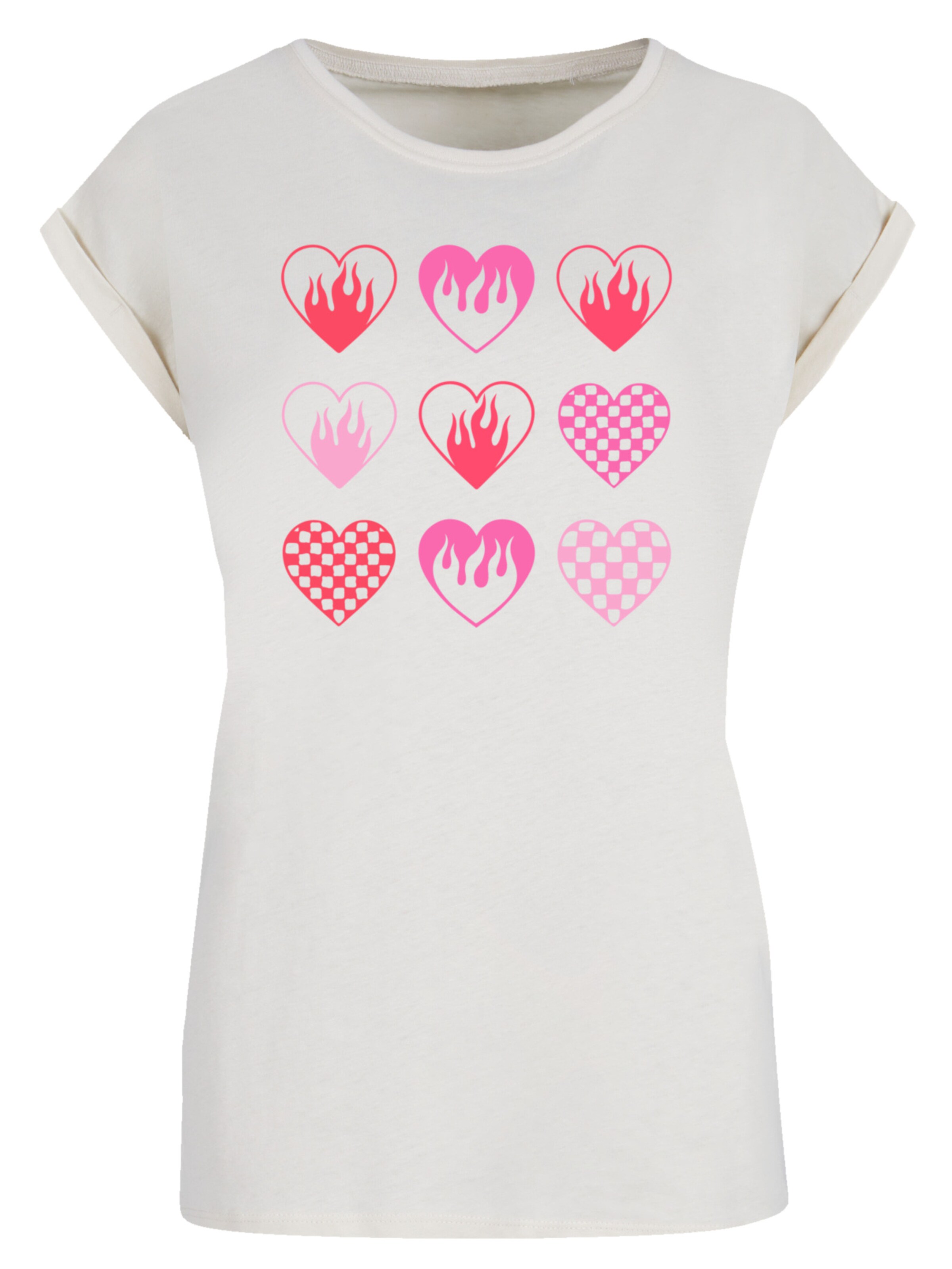 T-shirt 'Herzen in Flammen' F4NT4STIC en beige : devant