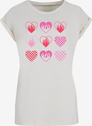 T-shirt 'Herzen in Flammen' F4NT4STIC en beige : devant