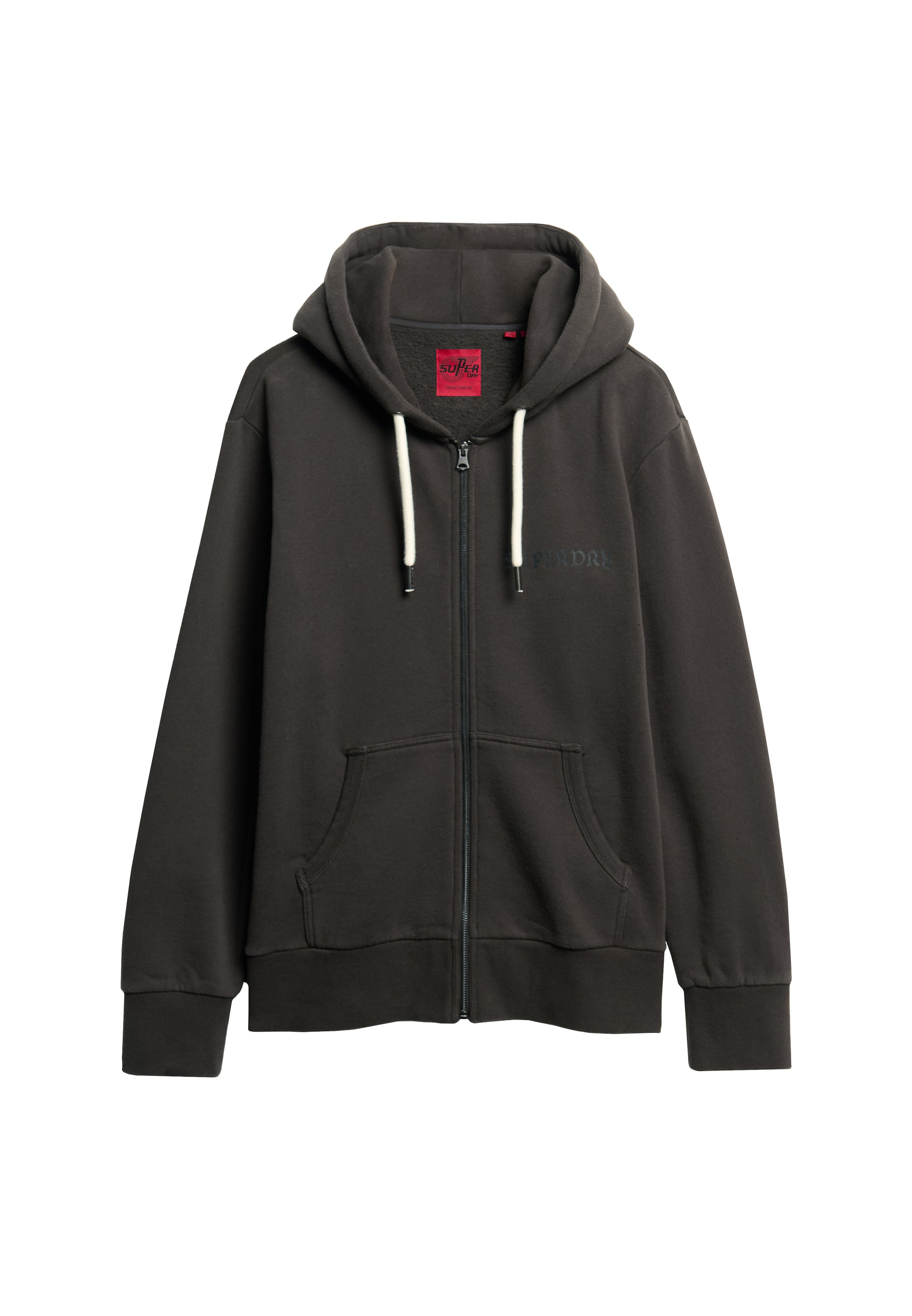 Superdry & Co Zip-Up Hoodie in Black: front