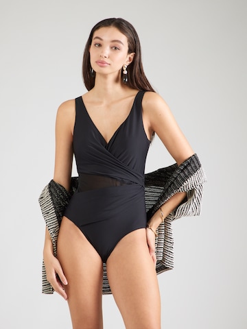 Hunkemöller Triangen Shapingbaddräkt 'Luxe' i svart: framsida