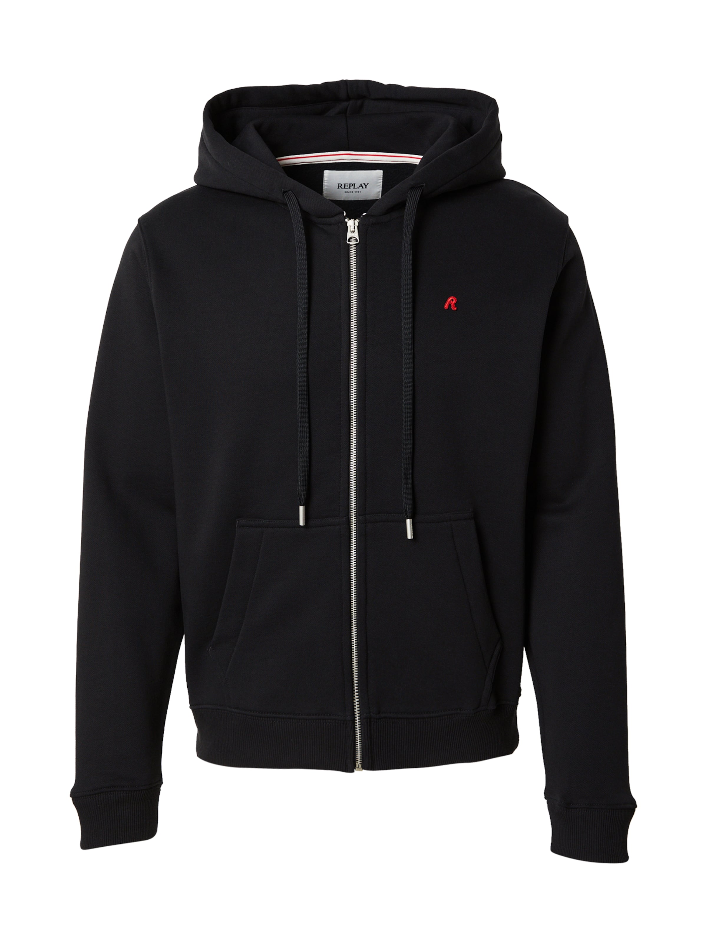 REPLAY Sweatjacke in Schwarz: Vorderseite