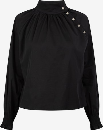 Camicia da donna di faina in nero: frontale