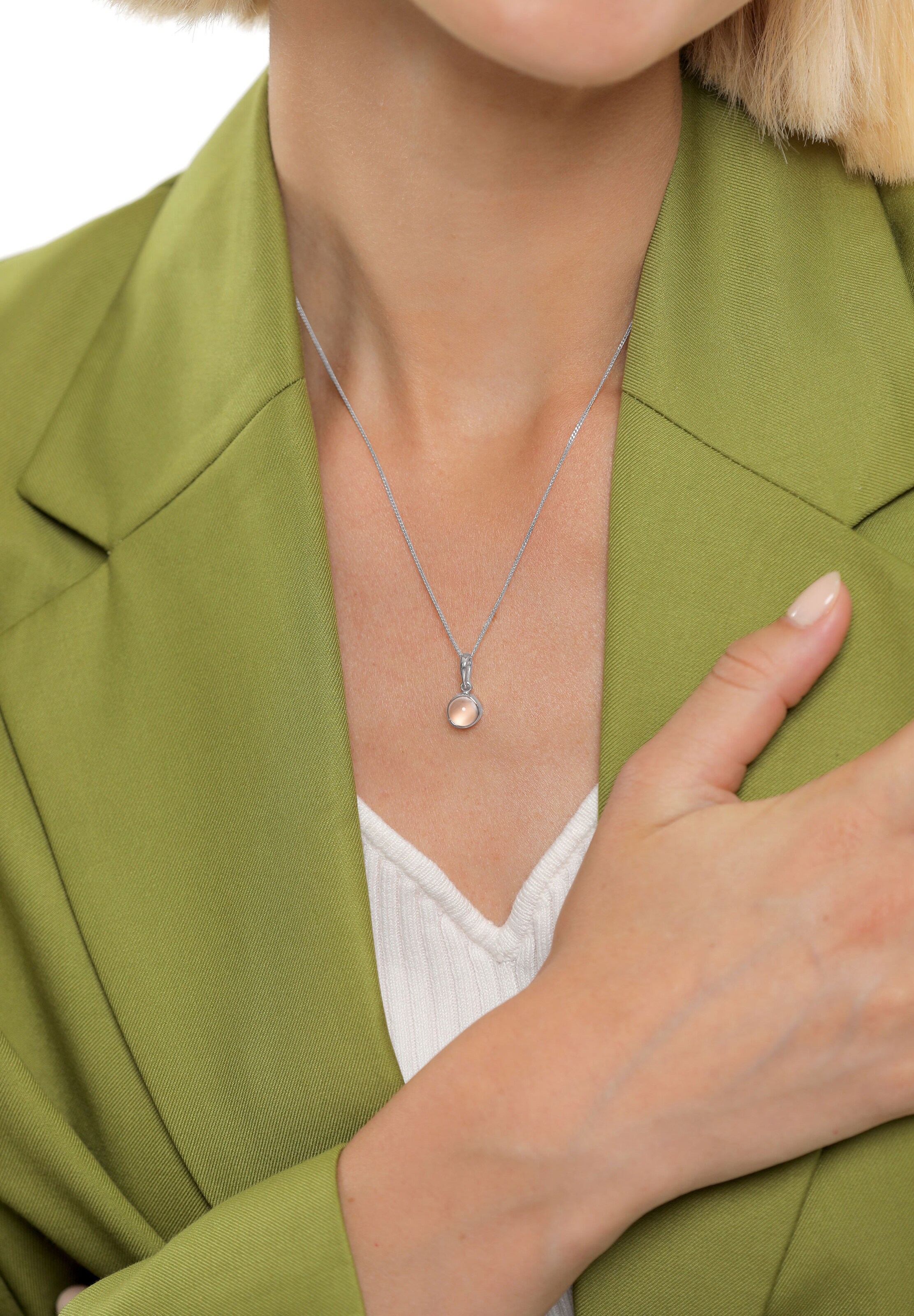 Lanțuri 'Mondstein' de la ELLI pe argintiu: față