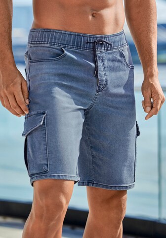 JOHN DEVIN Regular Cargo Jeans in Blue: front