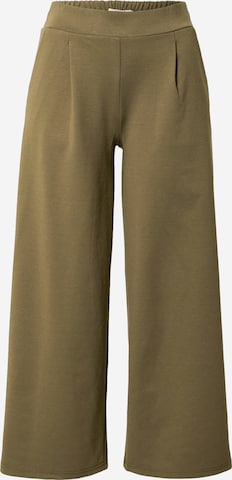 ICHI Wide leg Pleat-Front Pants 'Kate' in Green: front