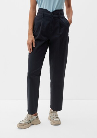 s.Oliver Regular Pleat-Front Pants in Blue: front