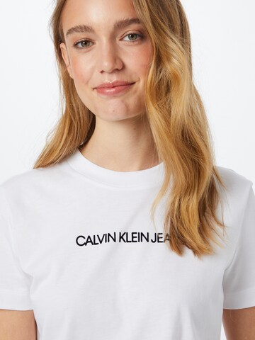 balta Calvin Klein Jeans Marškinėliai