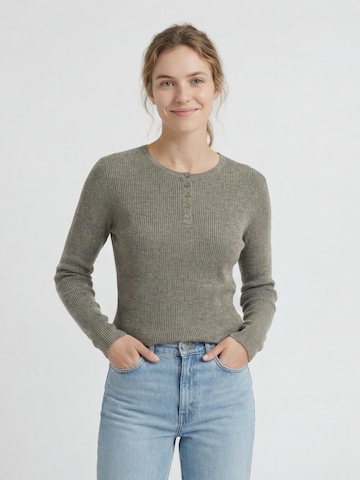 Antargo Sweater 'Basic Longsleeve with Buttons' in Green: front