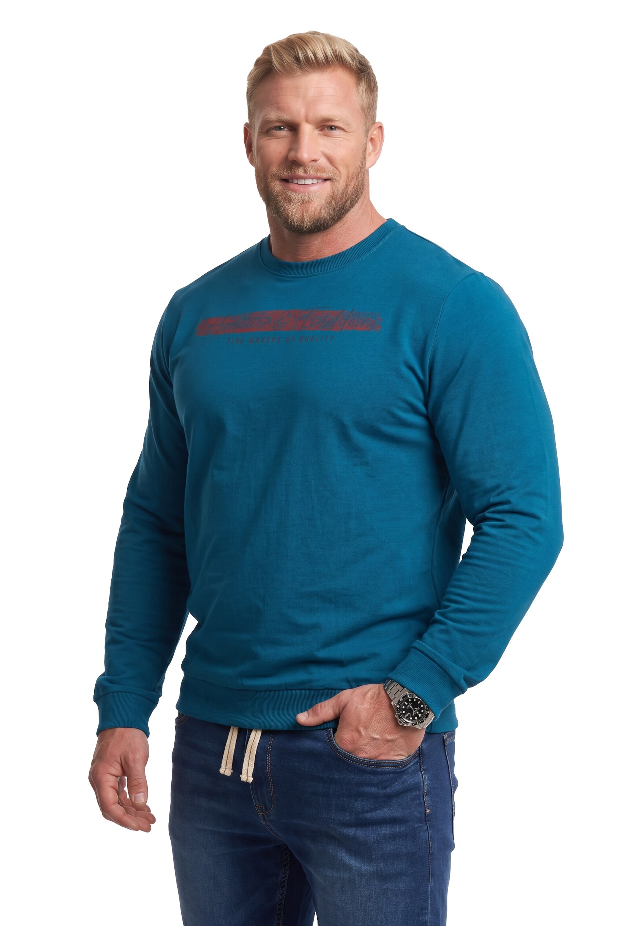 Men Plus Sweatshirt in Blau: Vorderseite