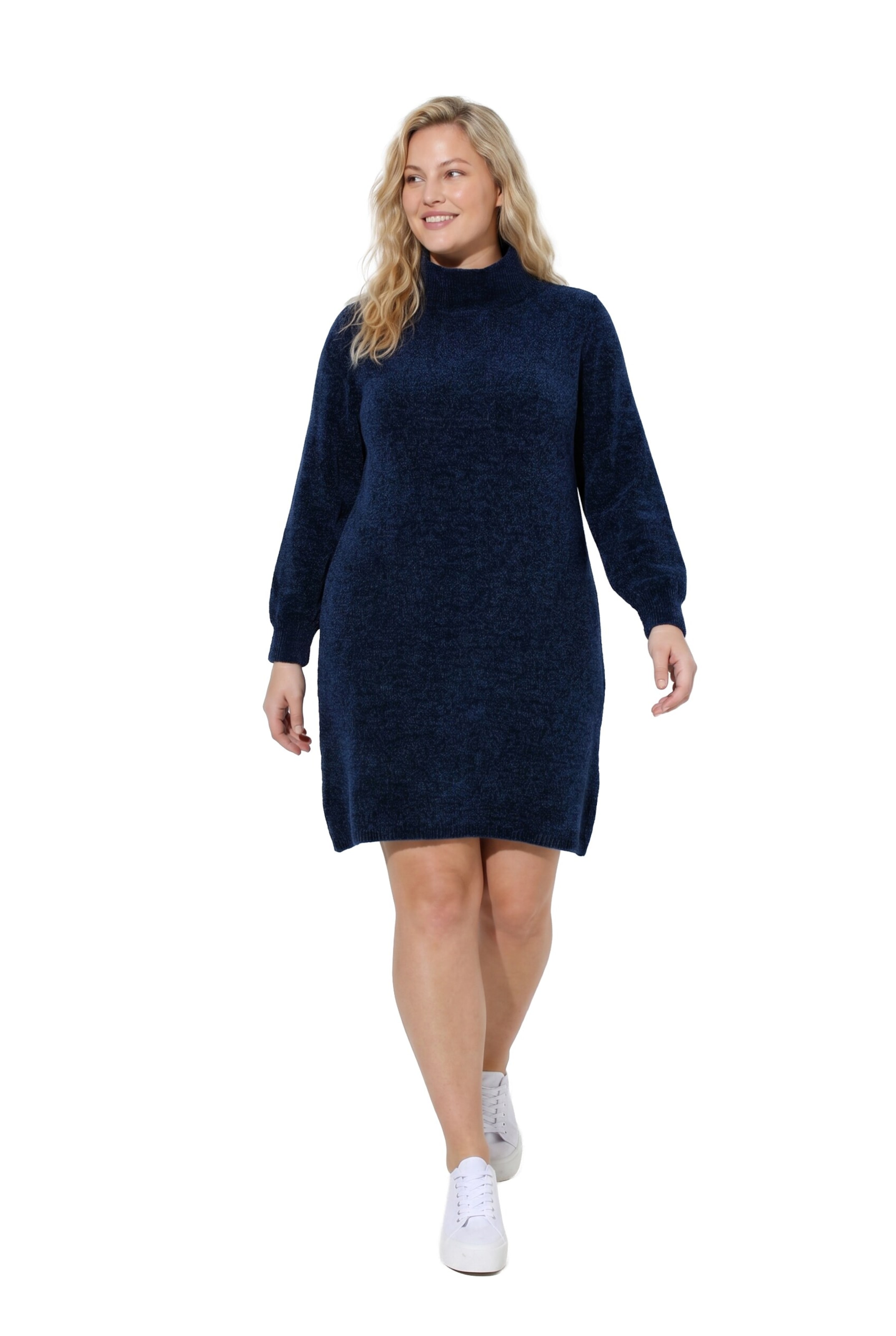 Ulla Popken Strickkleid in Blau: Vorderseite