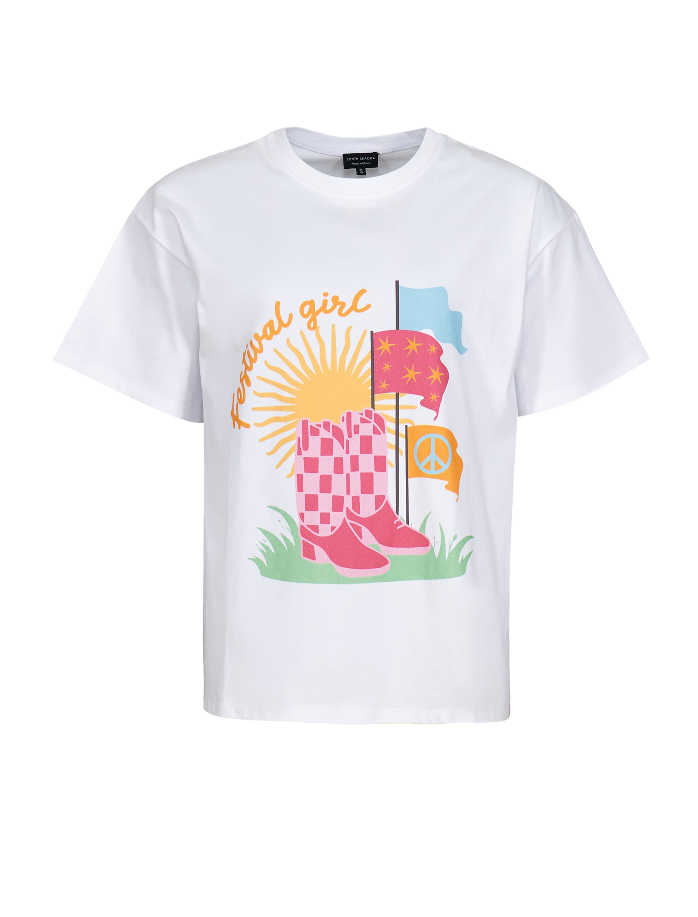 Maglia extra large di South Beach in bianco: frontale